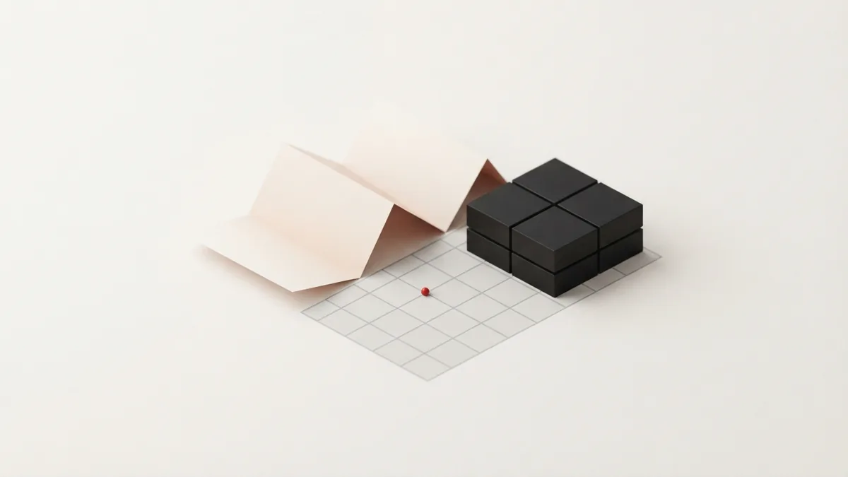 Abstract scene for tax record keeping Organized paper forms and modular blocks represent accurate tax records