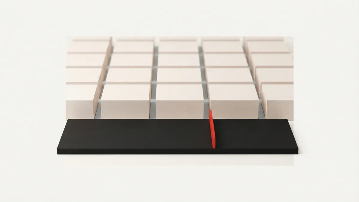 Payment risk controls and thresholds Abstract payment risk controls shown as blocks behind a charcoal threshold plane
