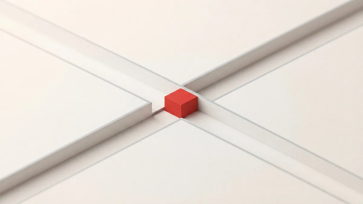 A claim paused for document checks A small block stopped at a paper edge representing a refund claim that needs review