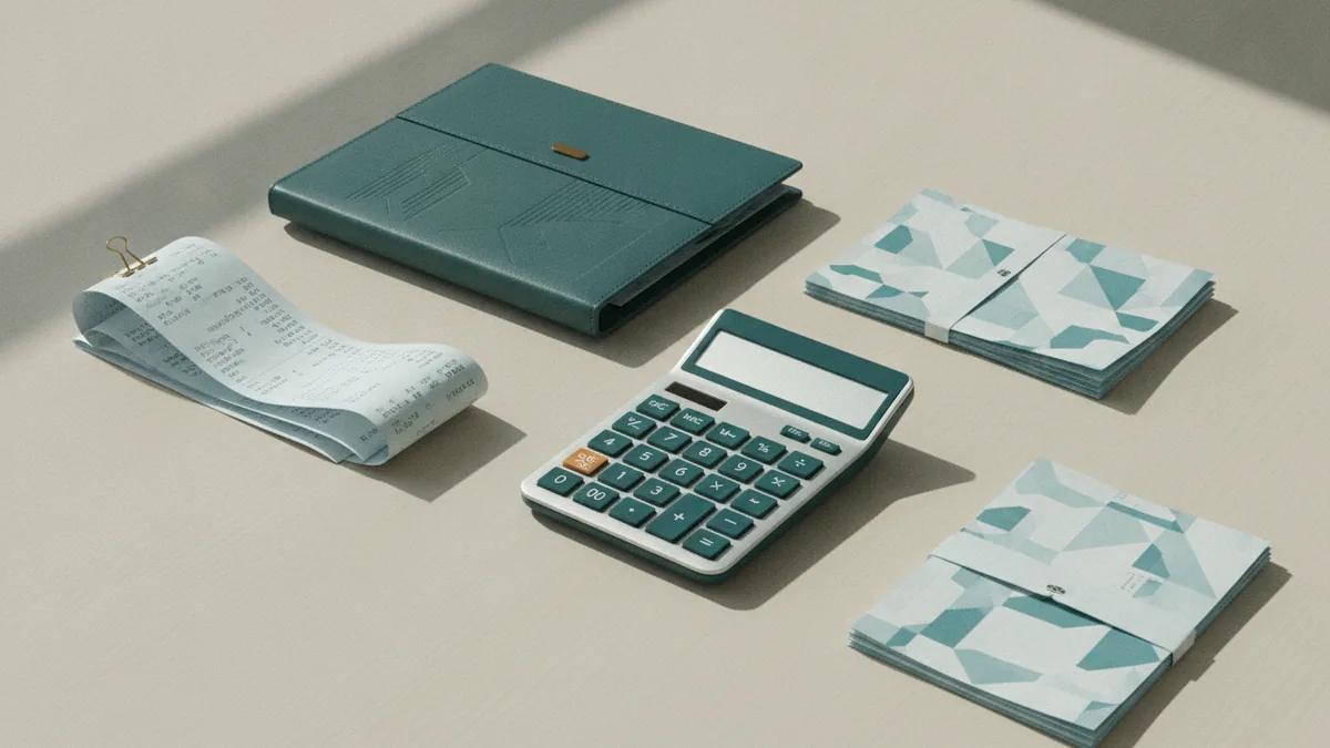 UK purchase receipts and calculator arranged for an input tax claim