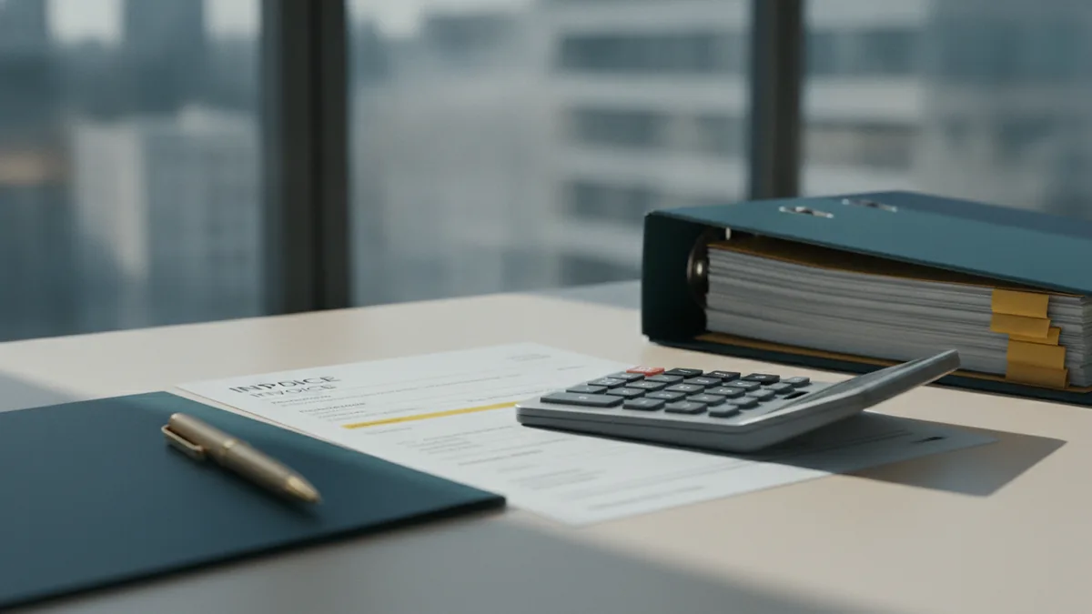 Supplier invoice and business records placed together for a VAT number search