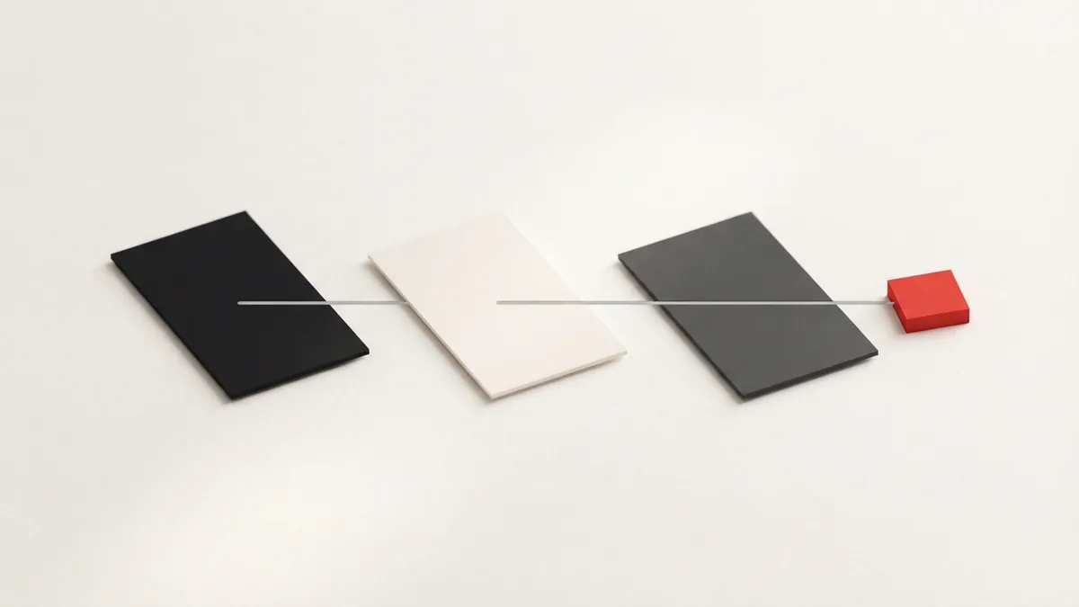 Three unmarked cards linked in sequence to represent VAT address change steps
