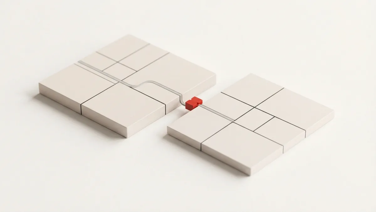 Separated geometric planes showing a boundary and interruption in VAT data checks