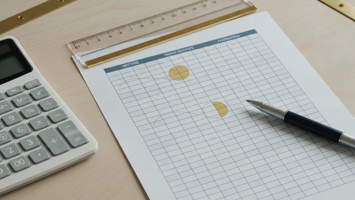 Worksheet and tools used to calculate VAT netting from output and input invoices.