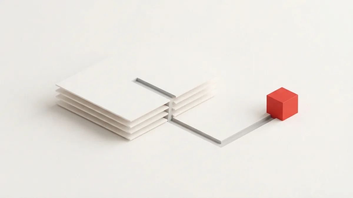 Abstract paper layers and routed path representing a Turkish VAT refund claim