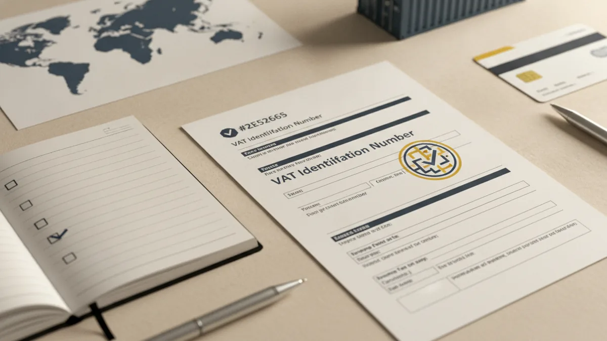 VAT verification planning with a VAT number document and notes