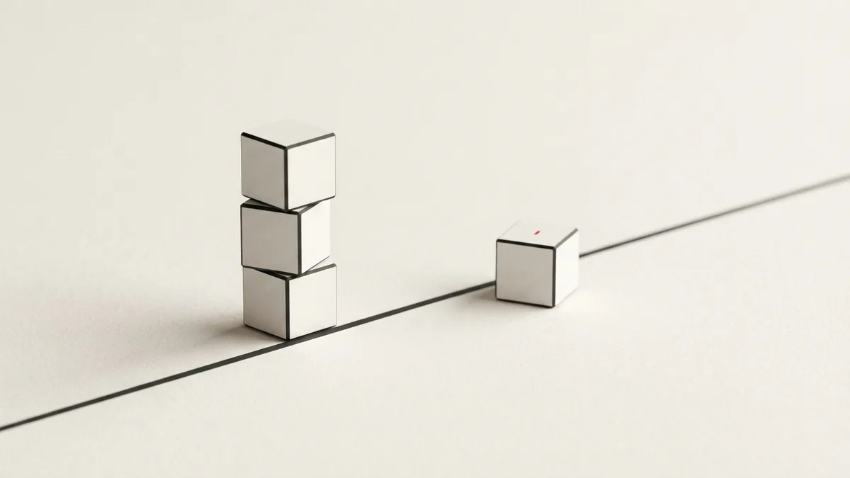A visual metaphor for VAT thresholds Stacked blocks beside a threshold line suggest turnover limits for VAT registration