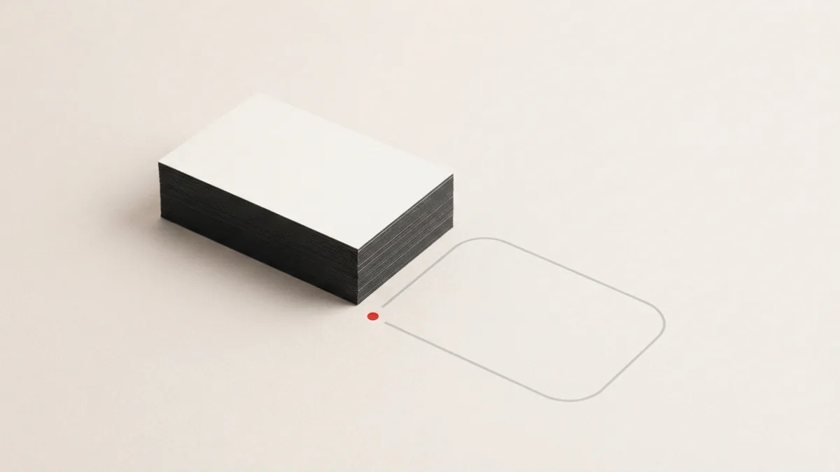 Blank stacked cards and a looping line suggest ongoing VAT records and filings