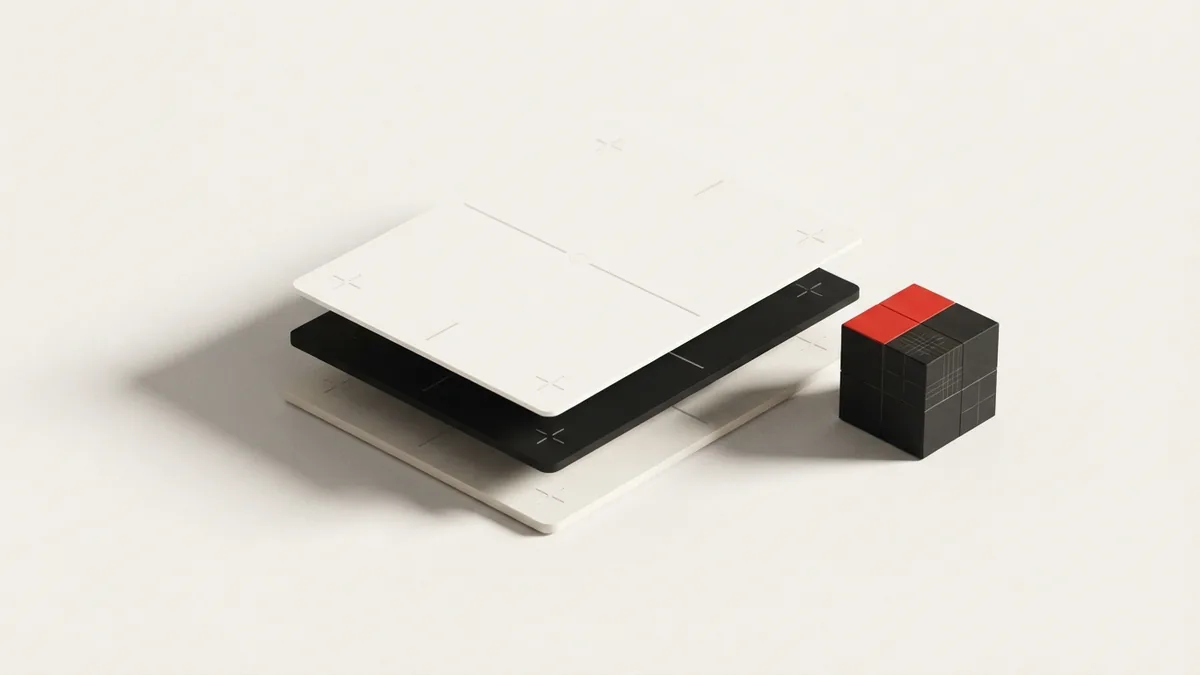 Stacked paper forms and a small block suggest the steps in VAT registration