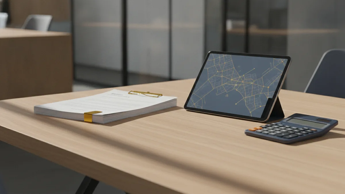 Documents and calculator on a desk for VAT planning on property transactions