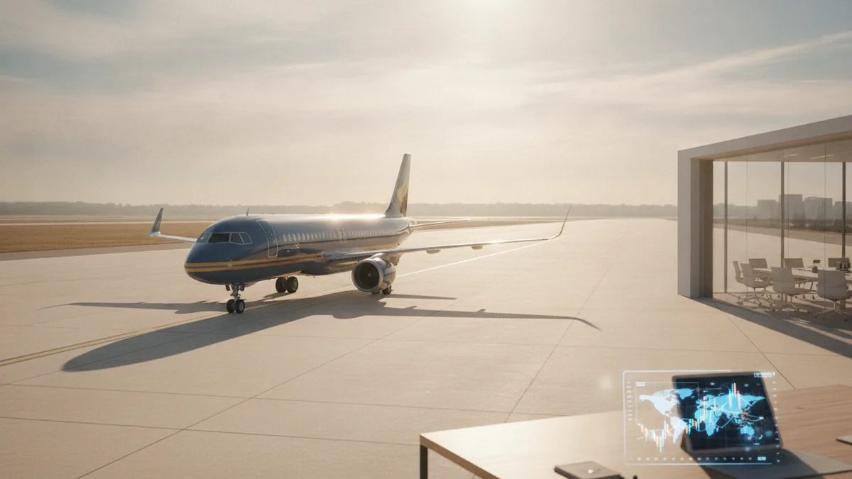 Commercial passenger flights and VAT Commercial aircraft on the runway representing typical passenger flight VAT treatment