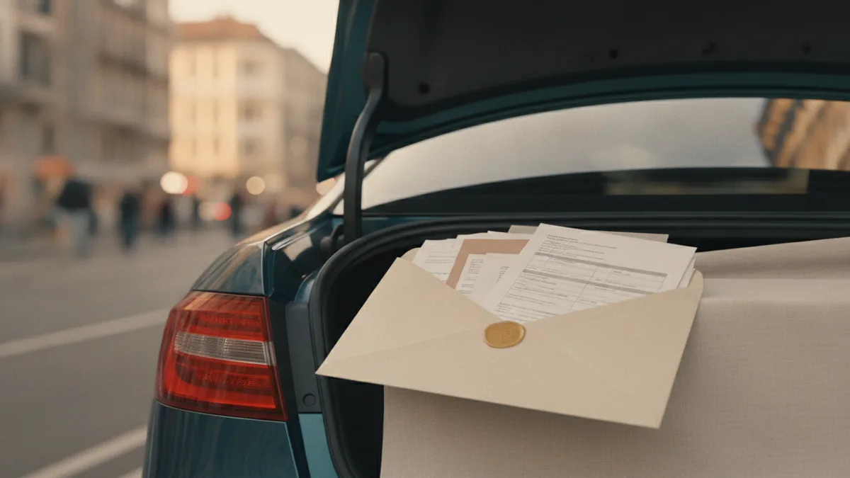Private seller transaction paperwork on a car during a used car sale