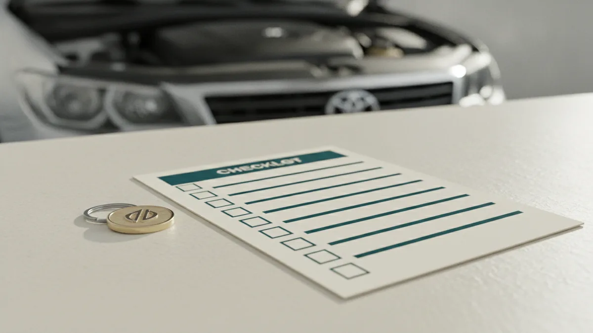 Due diligence still matters Inspection checklist and keys highlighting due diligence for dealer car purchases