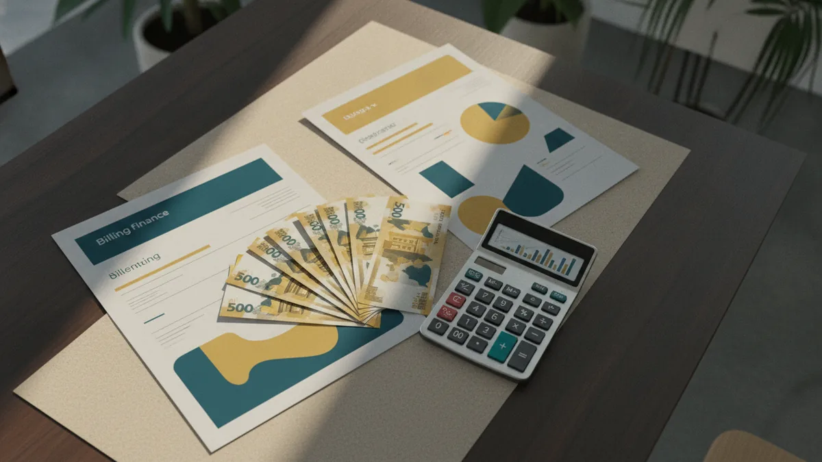 Managing cross-border VAT sales International billing papers beside currency notes and a calculator