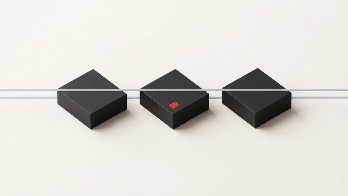 Linked VAT records Abstract modular blocks linked by lines to represent VAT invoices and checked business records