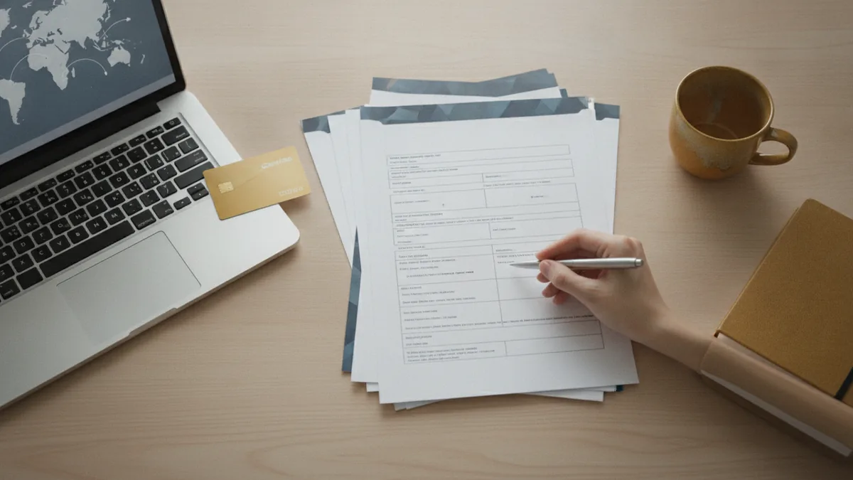 No physical checkout needed Card and paperwork near a laptop, representing remote payment capture with a virtual terminal.