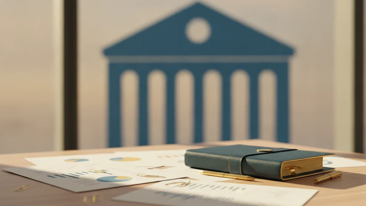 Office scene representing acquiring bank roles and merchant accounts.